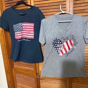 Women's Patriotic Short Sleeve Tees - Navy and Gray